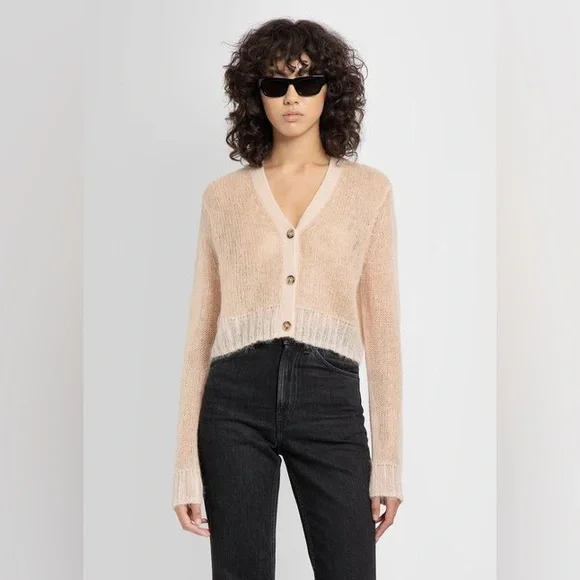 🍁ACNE STUDIOS mesh cardigan blush beige - Picture 5 of 15